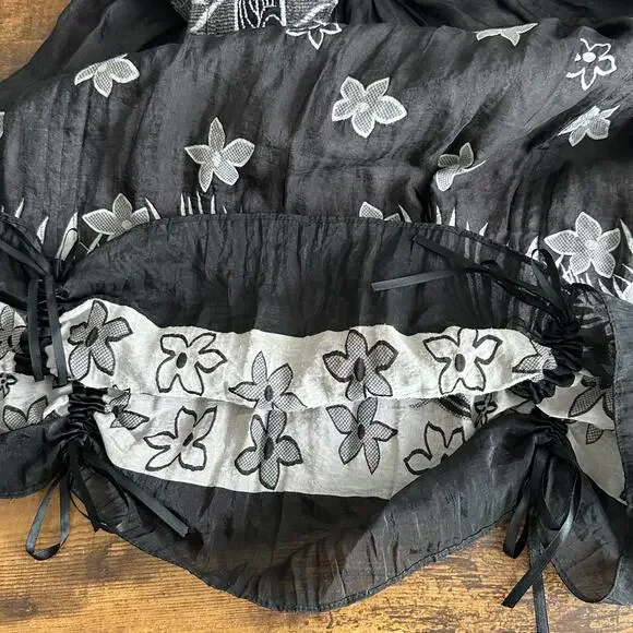 Anthropologie Lapis Strapless Smocked Floral Dress Fairy Whimsygoth Festival GUC - Picture 7 of 10